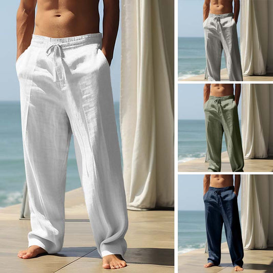 👖 60% DE RÉDUCTION! ✨ Pantalon Décontracté Ample en Lin pour Homme – Coupe Droite, Cordon Réglable & Entretien Facile Pour Un Confort Optimal 🌿