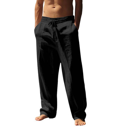 👖 60% DE RÉDUCTION! ✨ Pantalon Décontracté Ample en Lin pour Homme – Coupe Droite, Cordon Réglable & Entretien Facile Pour Un Confort Optimal 🌿