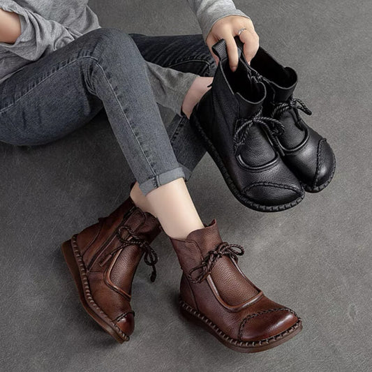 👢 60% DE RÉDUCTION ! ✨ Bottines Femmes en Cuir Vintage - Semelle Confortable et Design Intemporel, Idéales pour Tenue Chic ou Quotidien 🍂📦