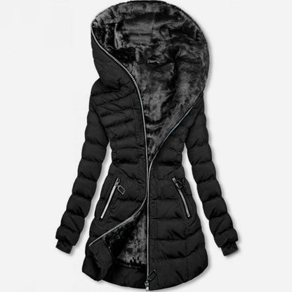 🧥 60% de réduction! ❄️ Manteau d'Hiver Femme Mi-Long – Capuche, Doublure Polaire & Style Urbain Chaud 🏙️