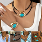 📿 50% DE RÉDUCTION ! ✨ Ensemble Collier & Bracelet Pierre Acrylique Bohème - Design Vintage Léger et Élégant, Cadeau Parfait pour les Amatrices de Mode 👒📦