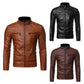 🛵 60% DE RÉDUCTION ! ✨ Veste en Cuir Motard Homme - Col Montant et Coupe Cintrée pour un Style Rebelle et Intemporel 🏍️✨