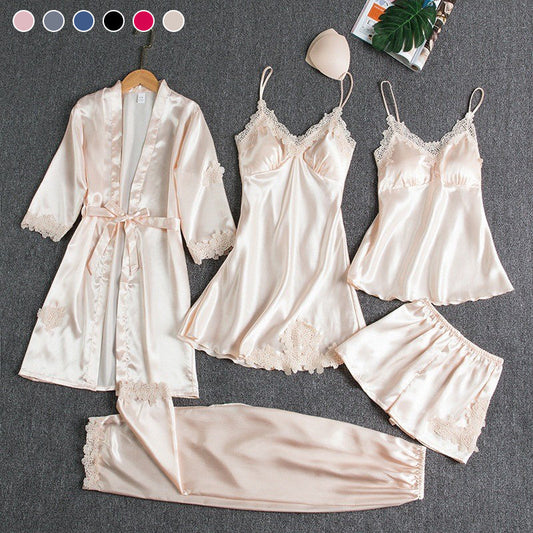 🛍️ 60% de Réduction 👙 Ensembles Cinq Pièces de Vêtements de Nuit Sexy en Dentelle – Confortable, Élégant & Designs Variés 🌙