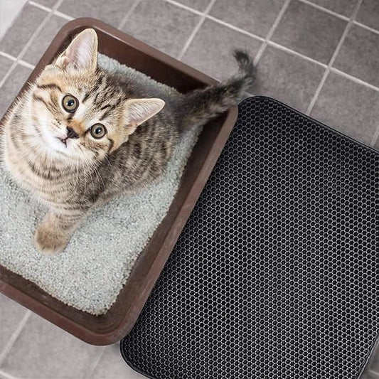 🐱 50% DE RÉDUCTION ⏰ Tapis antidérapant pour litière pour chat – Capture les granulés, facile à nettoyer & compatible avec tous les bacs – garde le sol propre sans glisser 🧼