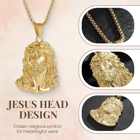 ✝️ 50% DE RÉDUCTION! ✨ Collier pendentif tête de Jésus – Élégant & intemporel ✨