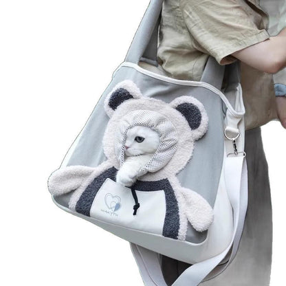 🐻 50% DE RÉDUCTION! 🐾 SAC DE TRANSPORT NOUNOURS - Design Tête à l'Air, Toile Respirante et Sécurisée, Idéal pour Chats et Petits Chiens Jusqu'à 4kg ✨🚗