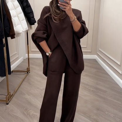 👚 69% RÉDUCTION MAINTENANT ! 🔥 Ensemble 2 Pièces Femme - Pull Oversize & Pantalon Confortable, Idéal pour Tenue Décontractée Chic ✨