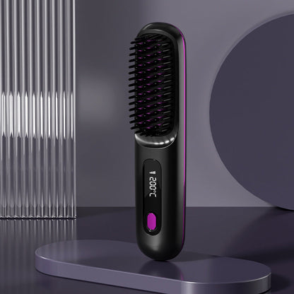 💇‍♀️ 50% DE RÉDUCTION! 🔥 Peigne Chauffant Sans Fil en Céramique – Lisse Les Cheveux, Design Portable & Idéal Pour Un Coiffage Rapide En Voyage ✨