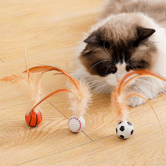🐱50 % DE RÉDUCTION ! ✨ Balle interactive pour chat avec plume - Roule automatiquement et clignote pour un jeu actif et de l'exercice 🎾💫