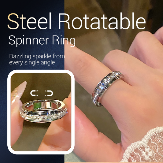 💍 50% DE RÉDUCTION ! ✨ Bague Rotative en Acier Titane avec Zircone – Design Anti-Stress, Confortable au Quotidien & Élégance Intemporelle 🌙
