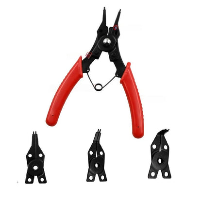 🔧 50% DE RÉDUCTION ✨ Jeu de pinces à circlips 4 en 1 – Acier haut carbone & têtes interchangeables – Idéal pour mécanique auto, moto ou réparation industrielle – prises interne/externe ⚙️