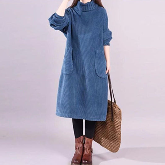 🛍️ -60% IMMÉDIAT ! 👗 Robe Longue Femme en Velours Côtelé - Coupe Ample & Col Haut | Confort Douillet Absolu, Livraison Rapide 📦🍂