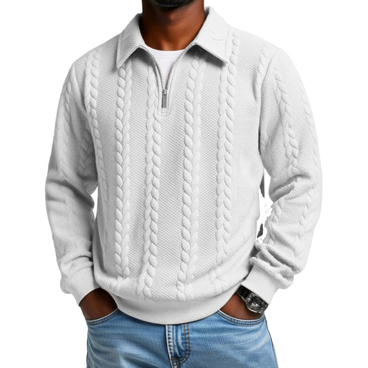 👕 60% DE RÉDUCTION! 🔥 Pull-Over Décontracté à Demi-Zip & Torsades pour Homme – Look Chic, Tissu Doux & Idéal pour la Mi-Saison 🧶