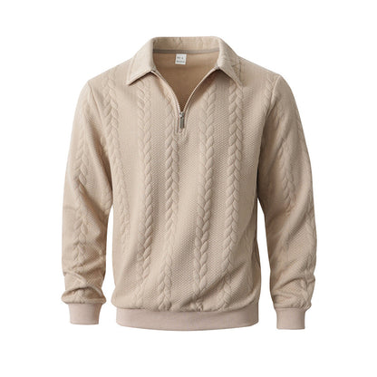 👕 60% DE RÉDUCTION! 🔥 Pull-Over Décontracté à Demi-Zip & Torsades pour Homme – Look Chic, Tissu Doux & Idéal pour la Mi-Saison 🧶