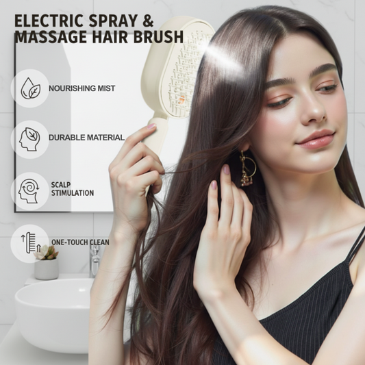 💆‍♀️ 50% DE RÉDUCTION 🎉 Brosse électrique cheveux – Spray hydratant, massage & lissant instantané – Douce pour le cuir chevelu, idéale pour dompter frisottis et mèches rebelles ✨📦