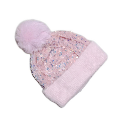 🎄 60% DE RÉDUCTION ! 🎩 Bonnet d‘Hiver à Paillettes – Pompon, Fausse Fourrure Douce & Éclat Festif Instantané ✨