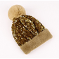 🎄 60% DE RÉDUCTION ! 🎩 Bonnet d‘Hiver à Paillettes – Pompon, Fausse Fourrure Douce & Éclat Festif Instantané ✨