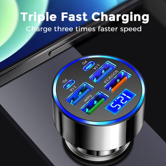📢 ACHETEZ 1, OBTENEZ 1 GRATUIT! 🔌 Chargeur Voiture Rapide 6-en-1 – Ports multiples, affichage de tension & charge rapide – Idéal pour tous vos appareils en déplacement 🚗