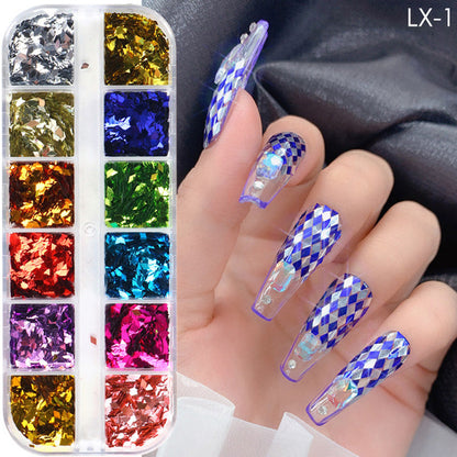 💅 50% DE RÉDUCTION MAINTENANT ! ✨ Ensemble de Paillettes Carrées 12 Couleurs pour Nail Art – Effet Lumineux, Facile à Appliquer & Professionnel 🎨