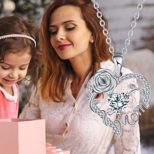 💖 60% DE RÉDUCTION MAINTENANT ! ✨ Collier Pendentif "Mom" avec Cœur en Rose – Design Émouvant, Finition Délicate & Cadeau Parfait 🎁