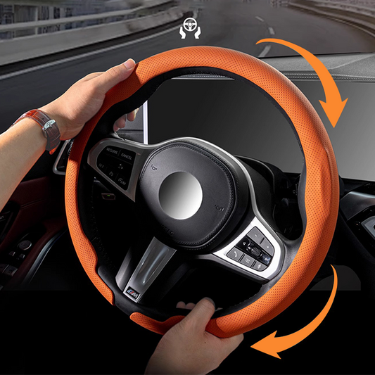 🚗 60% DE RÉDUCTION ! 🎉 Housse de Volant en Cuir Véritable – Confortable, Antidérapante & Installation Facile 👋📦