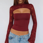 👚 50% DE RÉDUCTION ! 🌸 Haut ajouré à manches longues en dentelle – Élégant, respirant & parfait pour un look romantique au quotidien ✨