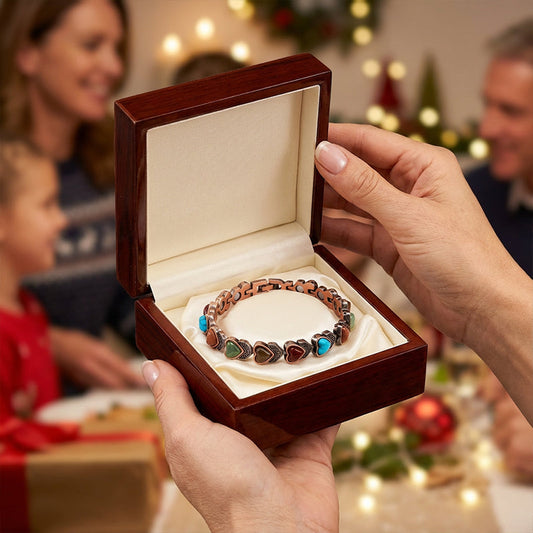 🧲 60 % DE RÉDUCTION ! ✨ Bracelet magnétique en pierre – Finition cuivre antique, élégant et bien-être 💫