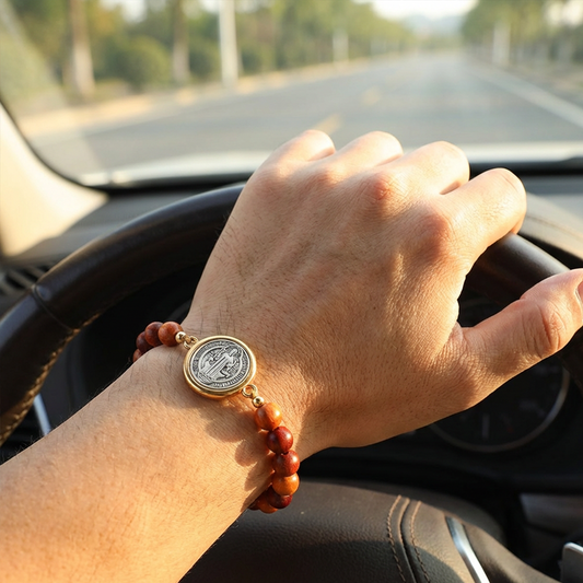 ✝️ 50% DE RÉDUCTION ! 📿 Bracelet Saint-Benoît en Bois – Ajustable, Unisexe & Protection Symbolique 🛡️