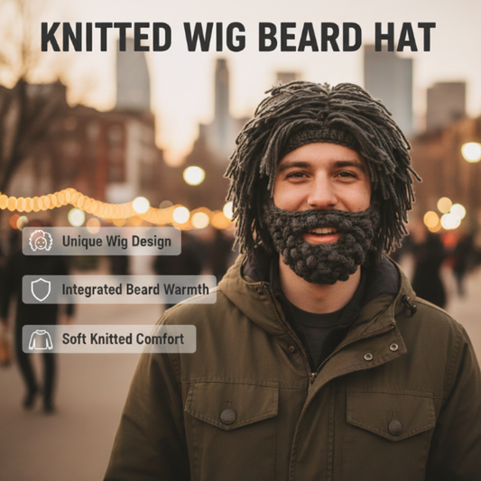 🎩 60% de réduction! ✨ Chapeau Punk avec Perruque et Barbe Tricotée – Style Unique, Prêt à Porter & Accessoire de Déguisement 💥