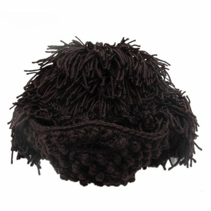 🎩 60% de réduction! ✨ Chapeau Punk avec Perruque et Barbe Tricotée – Style Unique, Prêt à Porter & Accessoire de Déguisement 💥