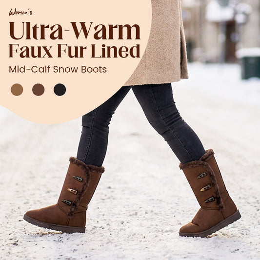 👢 60% DE RÉDUCTION ! ❄️ Bottes de Neige Mi-Mollet – Doublure Fausse Fourrure, Ultra-Chaudes & Semelle Antidérapante 🧥