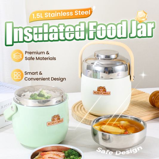 🥤 60% DE RÉDUCTION ! 🍱 Bocal Alimentaire Isotherme en Acier Inoxydable 1,5L – Maintien du Chaud/Froid, Sans BPA & Design Compact 🍵
