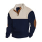 🧥 60% DE RÉDUCTION ! 🎨 Pull Homme à Col Boutonné – Style Color Block, Coupe Confortable & Renforts aux Coudes Durable 👔
