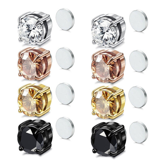 💎 50% DE RÉDUCTION ✨ Boucles d'Oreilles à Clip Magnétique en Zirconium – Sans perçage, 5 couleurs & 2 tailles (6-8 mm) – Élégantes, confortables & parfaites pour toutes les oreilles 💖