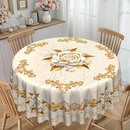 🪟 60% DE RÉDUCTION ! 🌹 Nappe imperméable rose dorée – Impression 3D élégante, Résistante aux taches & Facile à nettoyer ☀️