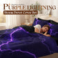 🛏️ 50% DE RÉDUCTION ! ⚡ Housse de couette Purple Lightning – Lot de 3 pièces, Matière respirante & Design électrisant 🌙