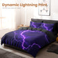 🛏️ 50% DE RÉDUCTION ! ⚡ Housse de couette Purple Lightning – Lot de 3 pièces, Matière respirante & Design électrisant 🌙