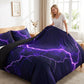 🛏️ 50% DE RÉDUCTION ! ⚡ Housse de couette Purple Lightning – Lot de 3 pièces, Matière respirante & Design électrisant 🌙