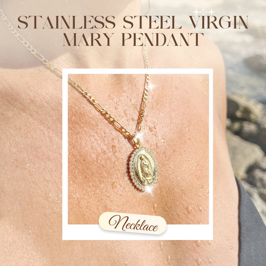 🙏 60% DE RÉDUCTION ! ✨ Pendentif Vierge Marie en Acier Doré – Design Délicat, Chaine Ajustable & Fini Durable 💛