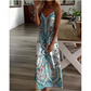 👗 50% DE RÉDUCTION! ✨ Robe Longue Sans Manches à Col V pour Femme – Imprimé Rétro, Tissu Fluide & Look Élégant 🌸