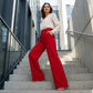 👖 50% DE RÉDUCTION! 🌸 Pantalon Taille Haute à Jambes Larges pour Femme – Couleur Unie, Tissu Fluide & Look Élégant 💕