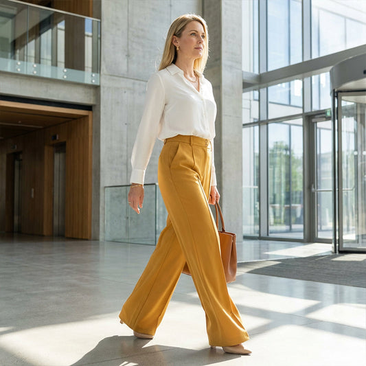👖 50% DE RÉDUCTION! 🌸 Pantalon Taille Haute à Jambes Larges pour Femme – Couleur Unie, Tissu Fluide & Look Élégant 💕