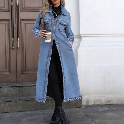 🧥 60% DE RÉDUCTION! 👖 Manteau Long en Denim Boutonné pour Femme – Style Intemporel, Tissu Durable & Parfait pour la Mi-Saison 🍂 LIVRAISON GRATUITE