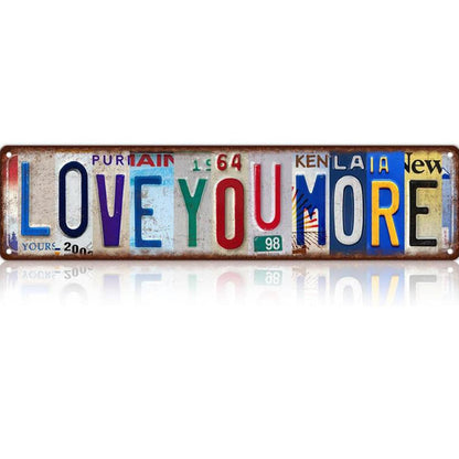 🚗 50% DE RÉDUCTION! 💕 Plaque vintage « Love You More » – Déco métal rétro ✨