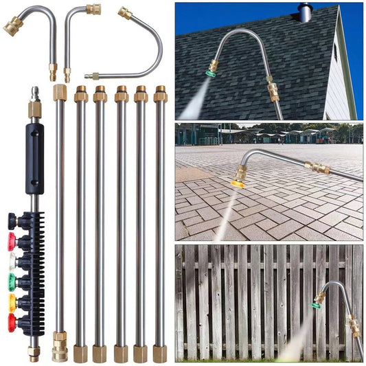 🎁 60% DE RÉDUCTION 🚗 Kit de rallonge pour nettoyeur haute pression – Jusqu’à 4000 PSI – Idéal pour toits, gouttières & hautes surfaces – travail au sol, sécurité renforcée 💧🔧✨