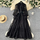 👗 60% DE RÉDUCTION ! ✨ Robe Vintage à Manches Lanternes Brodées – Dentelle Délicate, Coupe Romantique & Élégance Rétro 🌸