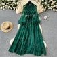 👗 60% DE RÉDUCTION ! ✨ Robe Vintage à Manches Lanternes Brodées – Dentelle Délicate, Coupe Romantique & Élégance Rétro 🌸