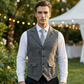 👔 60 % DE RÉDUCTION MAINTENANT ! ✨ Gilet de costume classique en tweed à chevrons pour homme – Texture élégante, coupe ajustée et style vintage 🧥