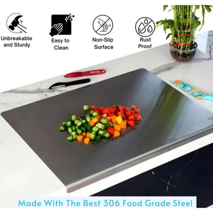 🔪 50% DE RÉDUCTION! ✨ Planche à Découper en Acier Inoxydable – Hygiénique, Antidérapante, Sans Odeur & Passe Au Lave-Vaisselle Pour Une Cuisine Propre 🍽️