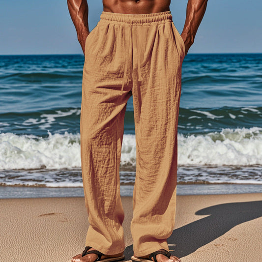 👖 60% DE RÉDUCTION ⏰ Pantalon ample tendance en lin pour homme avec poches – Léger, respirant & parfait pour l’été, le bureau ou les voyages 🌿